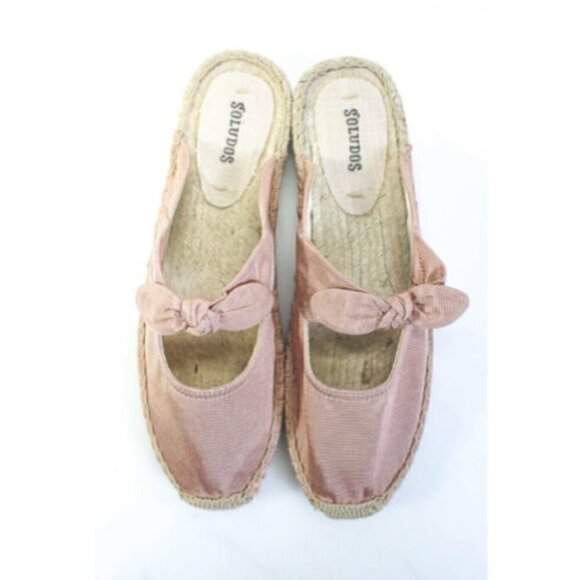 Soludos Pink Linen Knotted Espadrille Mule 8.5 - Picture 3 of 9